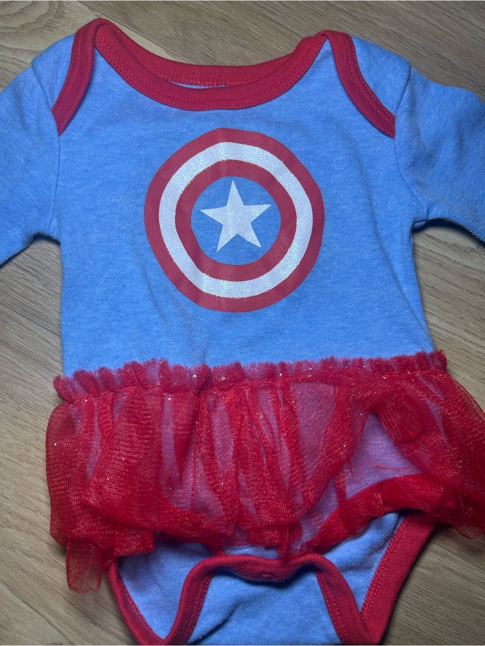 Marvel Blue & Red Captain Shield Tutu Bodysuit - Picture 2 of 4